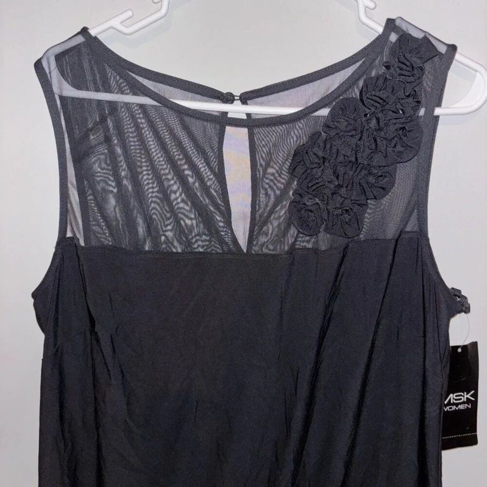 MSK Sheer Sheath Dress 3D Floral Appliqué Sleeveless Black Size 20W - Picture 4 of 8